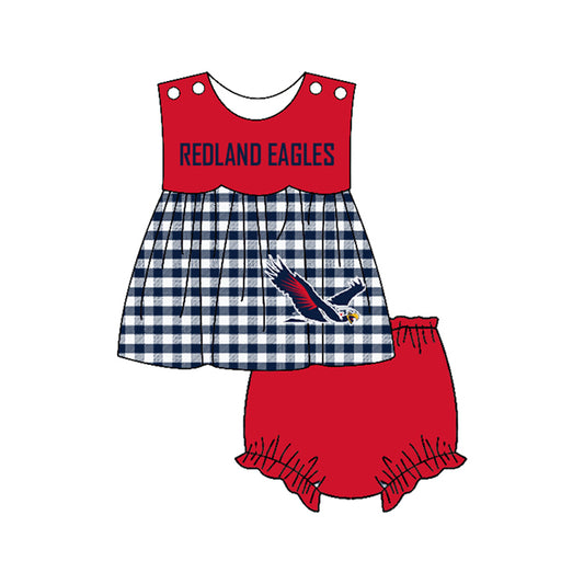 Preorder moq 5 Baby Girls Redland eagles Bummies Shorts Team Clothes Set