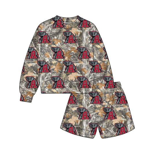 Preorder (moq 5) Baby Boys Leaves Camo Alabama Top Pockets Short Team Clothes Sets