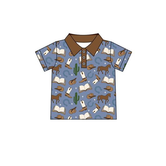 Preorder (moq 5)Baby Boys Rodeo Saddle Short Sleeve Pullovers Tee Shirts