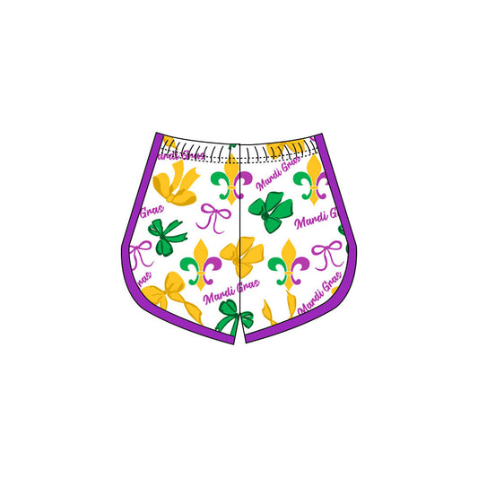 Preorder(moq 8)Baby Girls Mardigras Bows Anchors Shorts Bottom