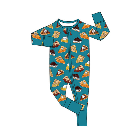 Preorder (moq 5)Baby Boys Cakes Thanksgiving Two Way Zip Convertible Rompers