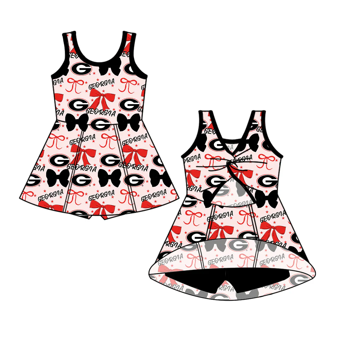 Preorder (moq 5)Baby Girls Georgia Bows Team Cheer Straps Dresses