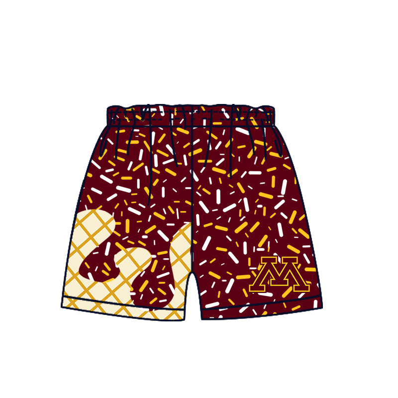 Preorder (moq 5)Baby Boys Dark Red M Drip Team Shorts Bottom