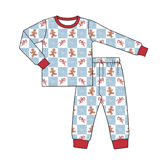 Preorder (moq 5)Baby Girls Gingerbread Candy Cane Top Pants Christmas Pajamas Sets