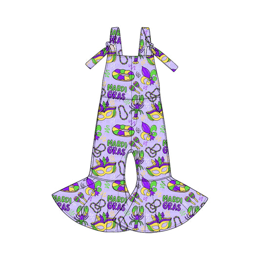 Pre-order(moq5)  Cute Girls Easter Sleeveless Tie Strap Flared Jumpsuit with Pockets