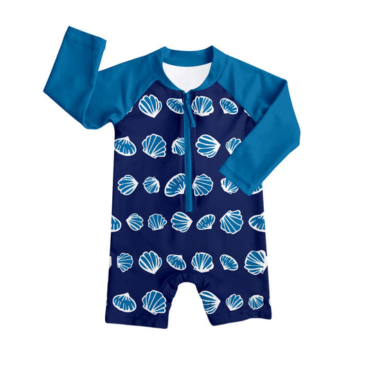 Preorder (moq 5)Baby Boys Blue Long Sleeve Shell Zipper Shorts Rompers