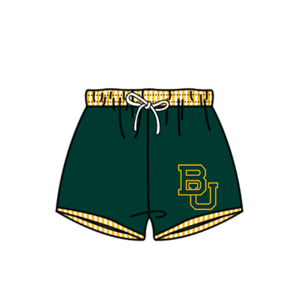 Preorder moq 5 Baby Boys Green BU Team Swimming Trunks Bottom