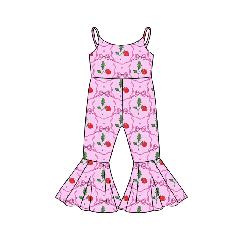 Preorder (moq 5)Baby Girls Strap Bows Rabbits Bell Bottom Jumpsuits