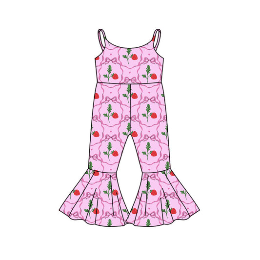 Preorder (moq 5)Baby Girls Strap Bows Rabbits Bell Bottom Jumpsuits