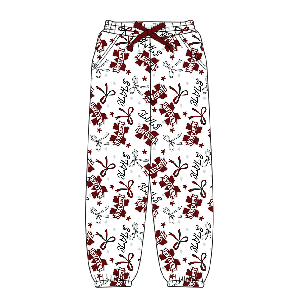 Preorder(moq 5) Adult Women Pockets Brown State M Bows Stars Team Jogger Pants
