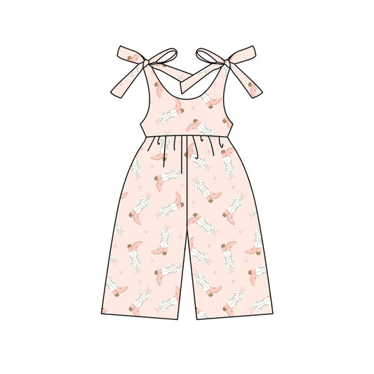 Preorder (moq 5)Baby Girls Pink Strap Boots Stars Jumpsuits