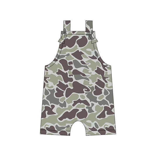 Preorder moq 5 Baby Boys Straps Light Grey Camouflage Rompers