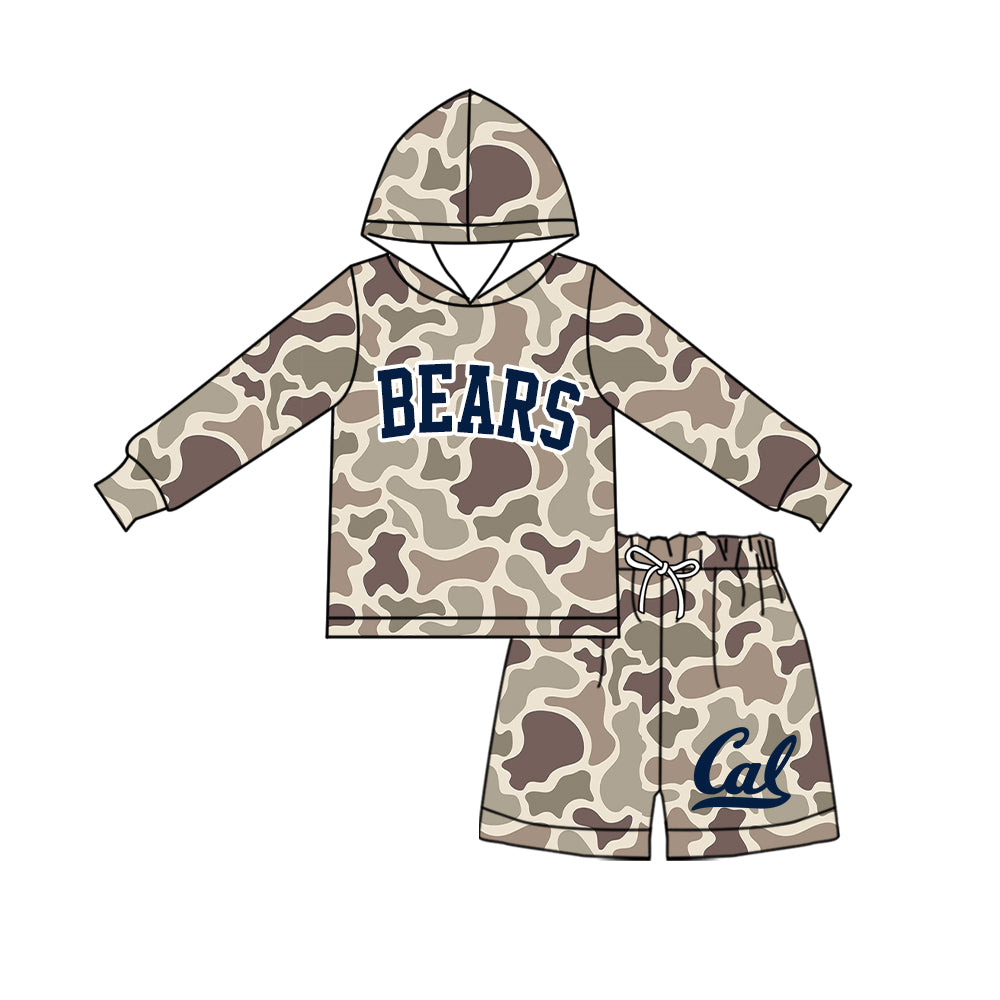 Preorder moq 5 Baby Boys Camo Bears Hoodie Short Team Clothes Sets