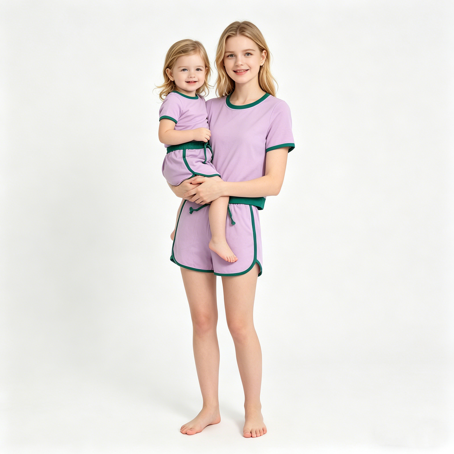 Mama and Me Girls Short Sleeve Top Skirt Short Cotton Clothes Sets