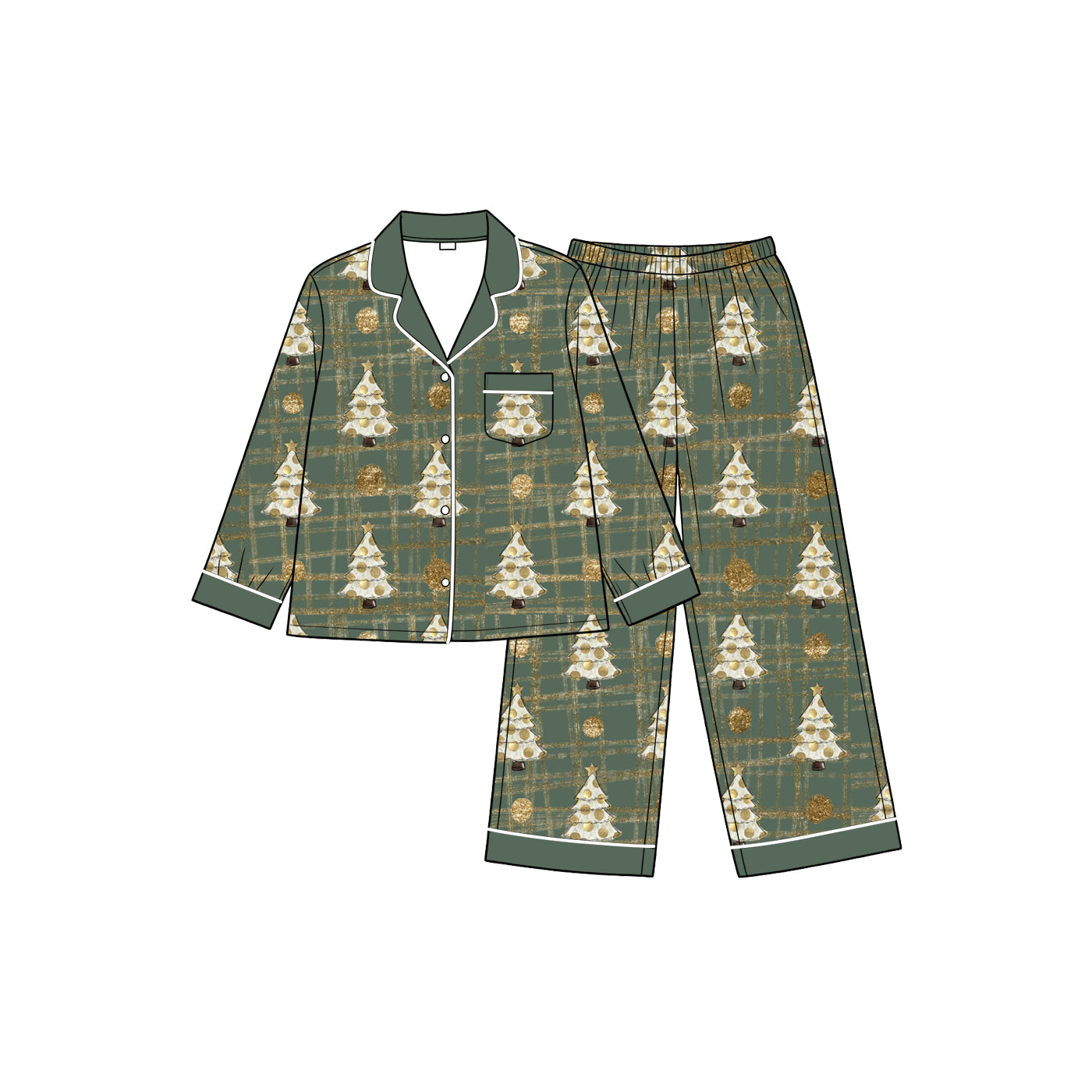Preorder (moq5)  Girls Christmas Bow Print 2-Piece Soft Long Sleeve Pants Side Stripe Holiday Loungewear  Set