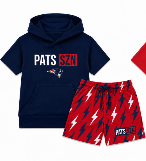 Preorder (moq 5) Baby Boys Navy Pats SZN Hoodie Camo Short Team Clothes Sets