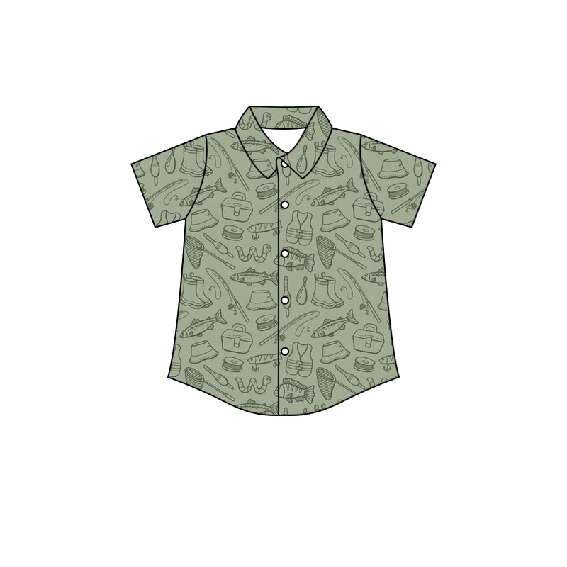 Preorder (moq 5)Baby Boys Short Sleeve Fishing Hunting Button Shirts Top