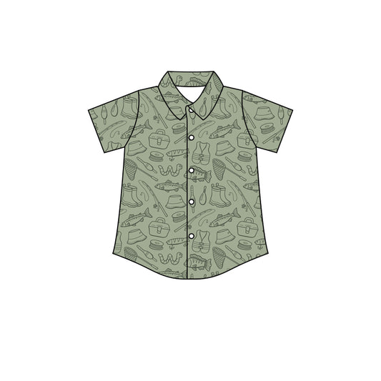 Preorder (moq 5)Baby Boys Short Sleeve Fishing Hunting Button Shirts Top
