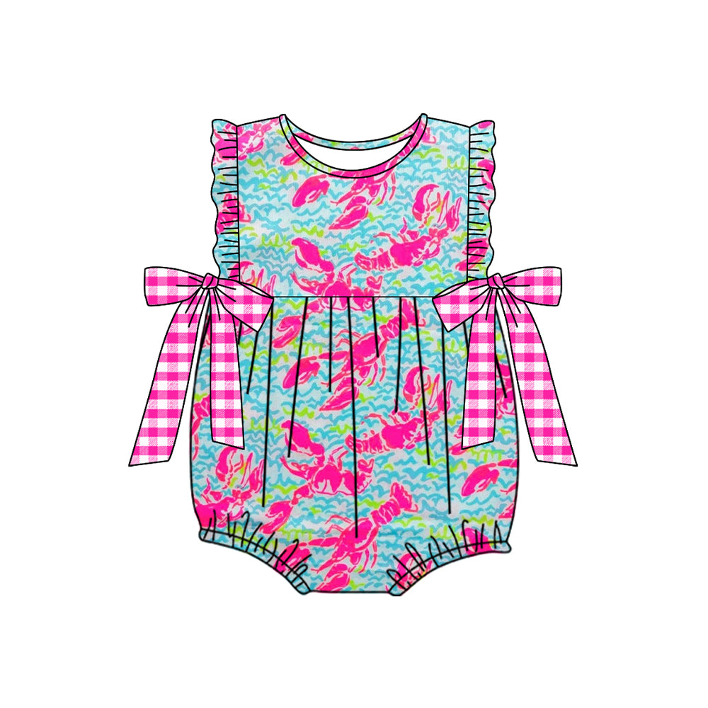 Preorder(moq 5)Baby Infant Girls Crawfish Bow Rompers
