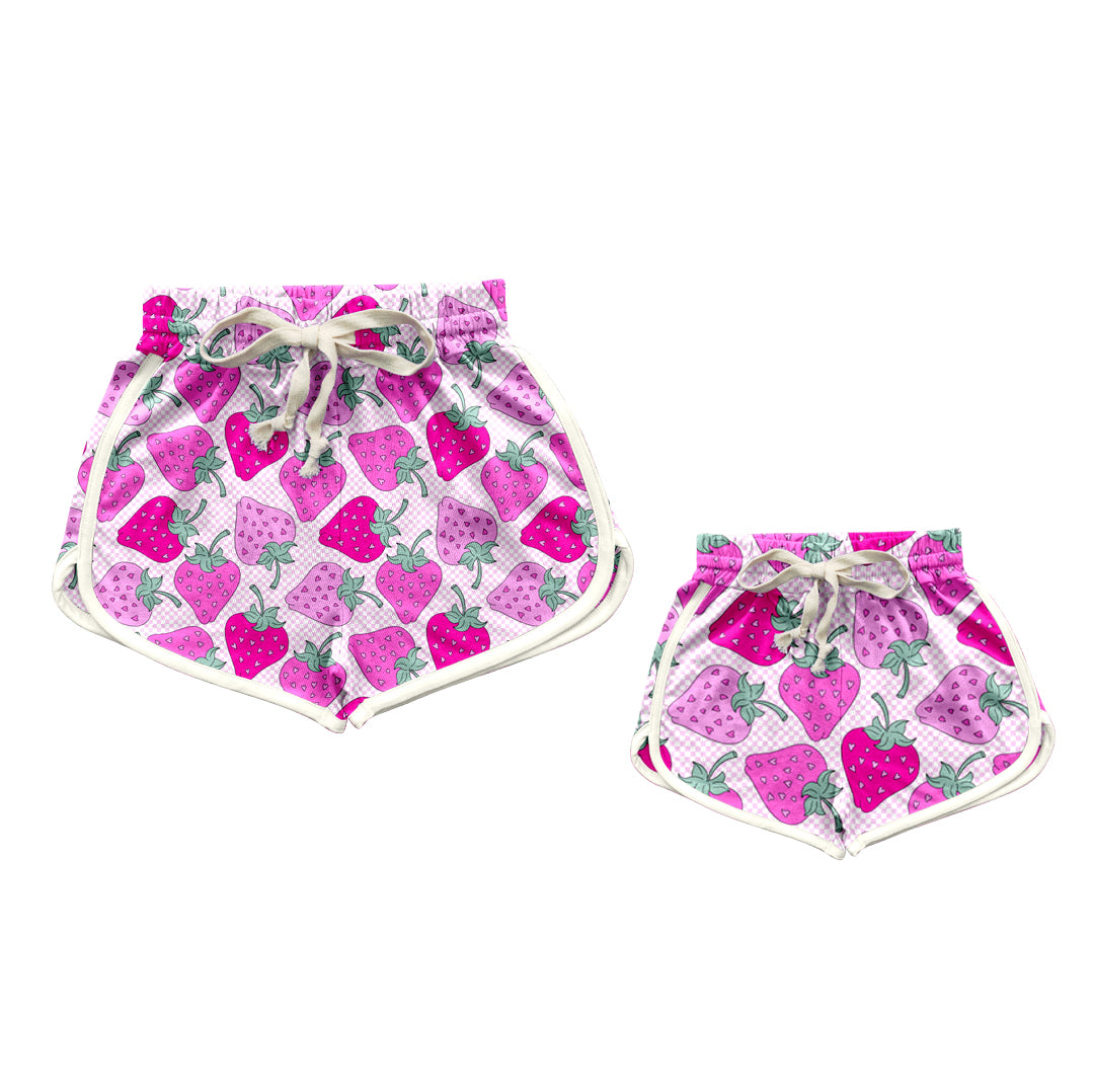 Preorder (moq 5 each) Mommy and Me Women Baby Girls Strawberry Shorts Bottoms