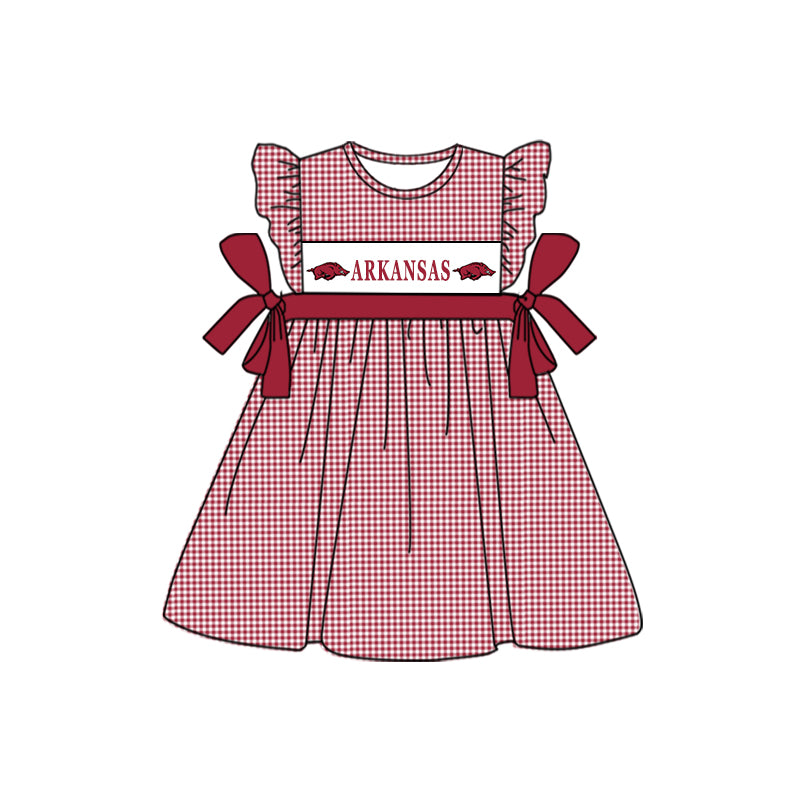 Baby Girls Arkansas Bows Team Knee Length Dresses preorder (moq 5)