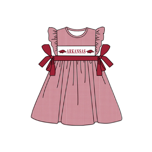 Baby Girls Arkansas Bows Team Knee Length Dresses preorder (moq 5)