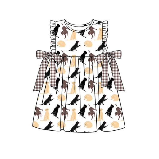 Preorder (moq 5)Baby Girls Dogs Hunting Bows Knee Length Dresses