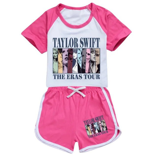Baby Girls Pink Taylor Singer Shirt Top Shorts Clothes Sets Preorder(moq 5)