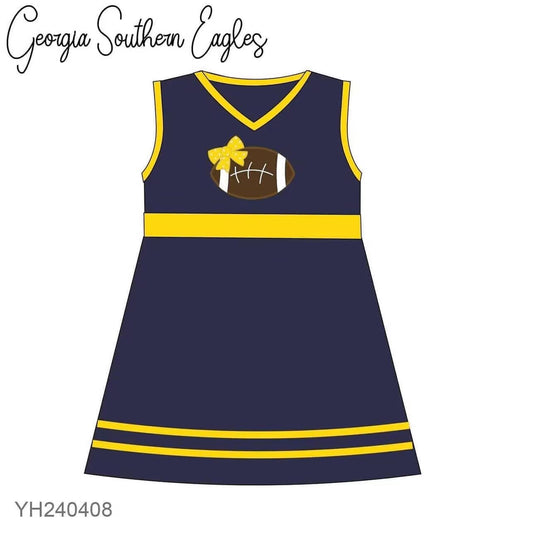 Preorder moq 5 Baby Girls Georgia Southern Team Sleeveless Knee Length Dresses