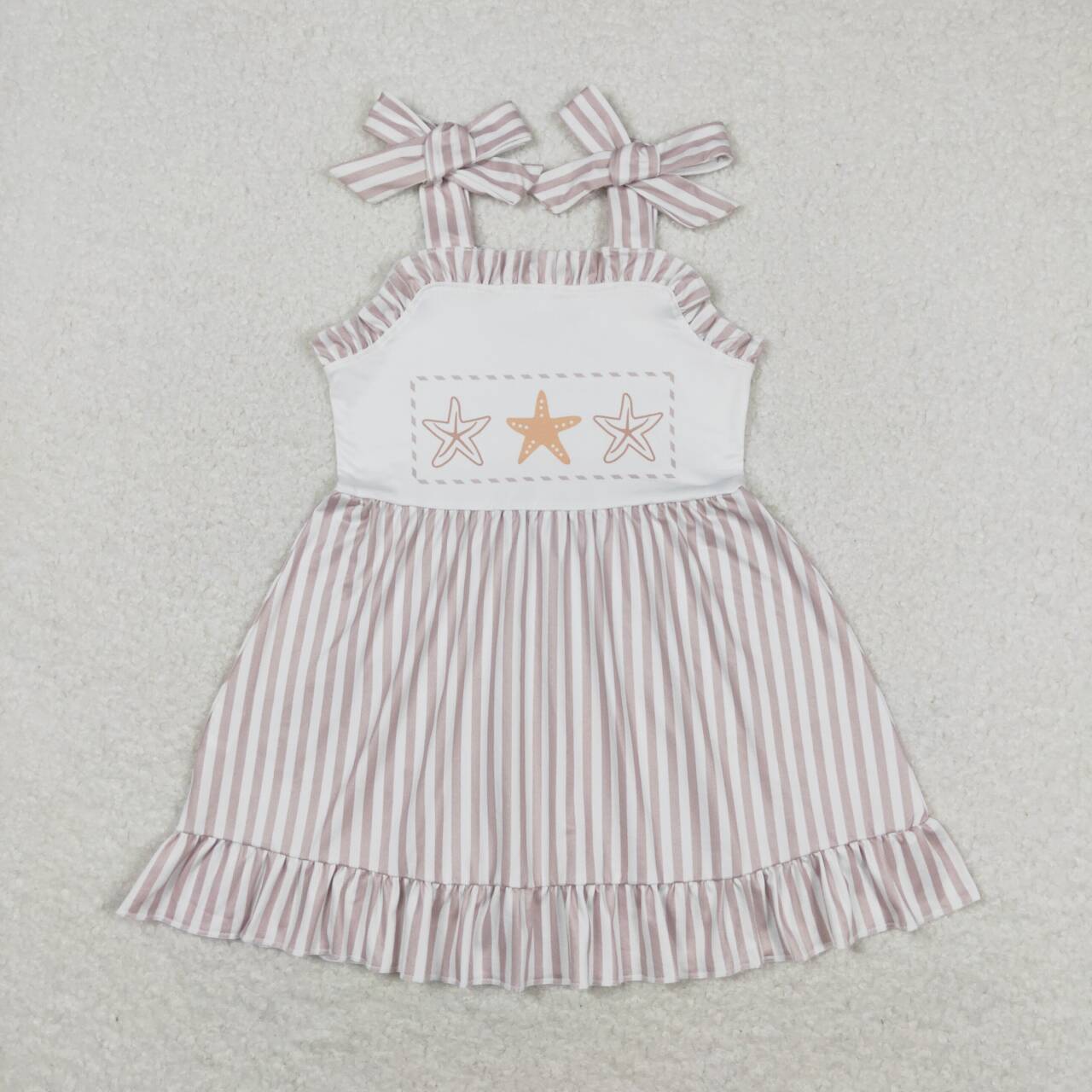 Baby Girls Boys Sibling Star Fish Stripes Dresses Sets