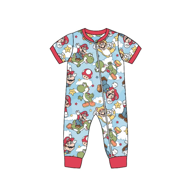 Baby Infant Boys Red Donosaur Zips Rompers preorder(moq 5)