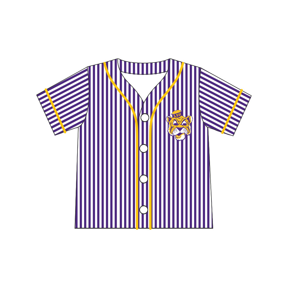 Baby Boys Tiger Baseball Team Purple Stripes Shirt preorder(moq 5)