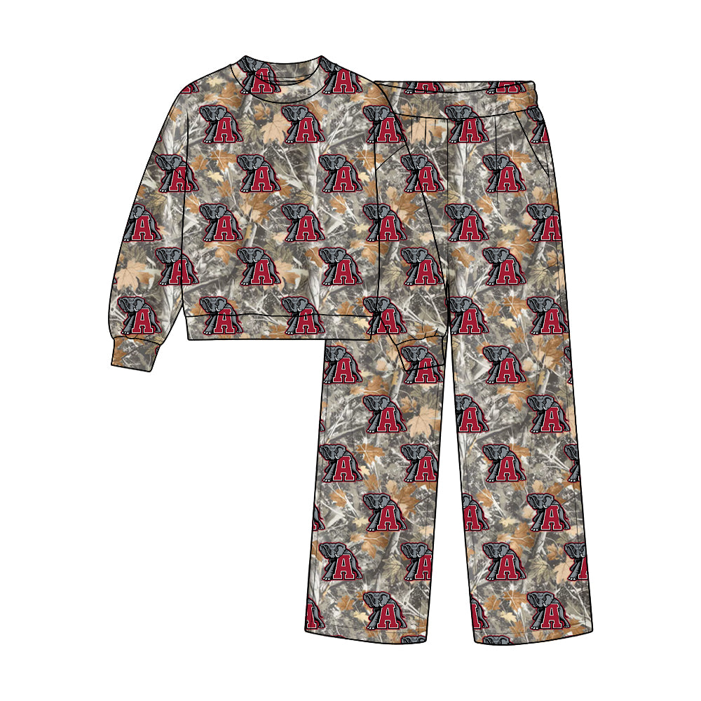 Preorder (moq 5) Baby Boys Leaves Camo Alabama Top Pant Team Clothes Sets