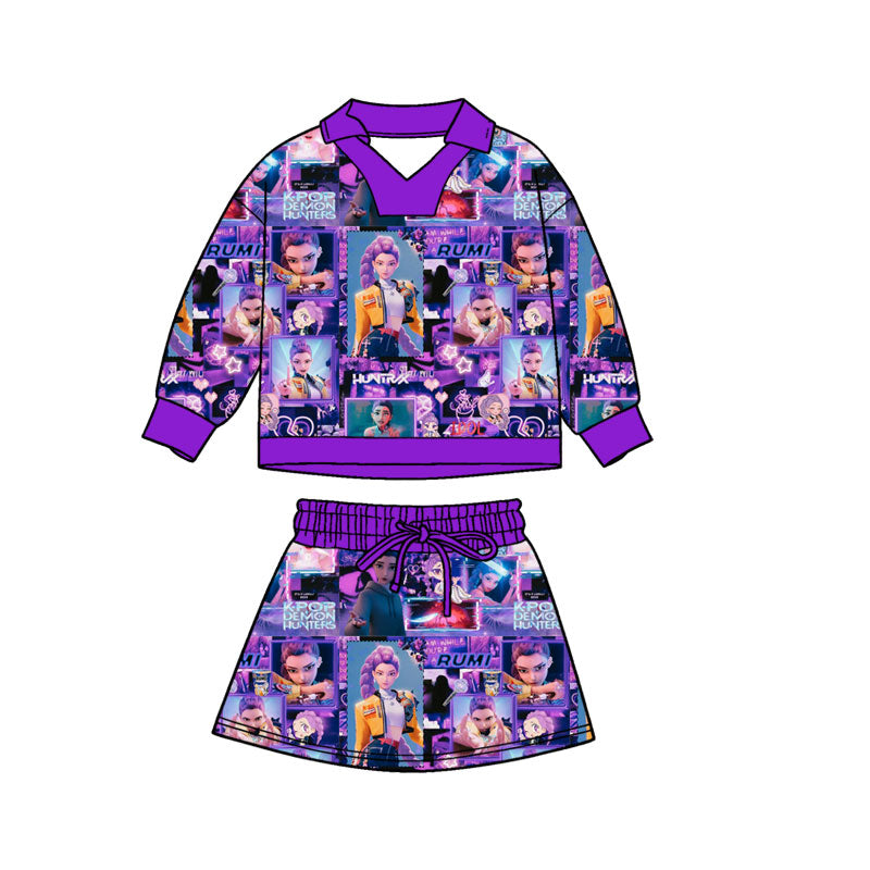 Preorder(moq 5) Baby Girls Cartoon Girls Long Sleeve Top Skirt Shorts Easter Clothes Sets