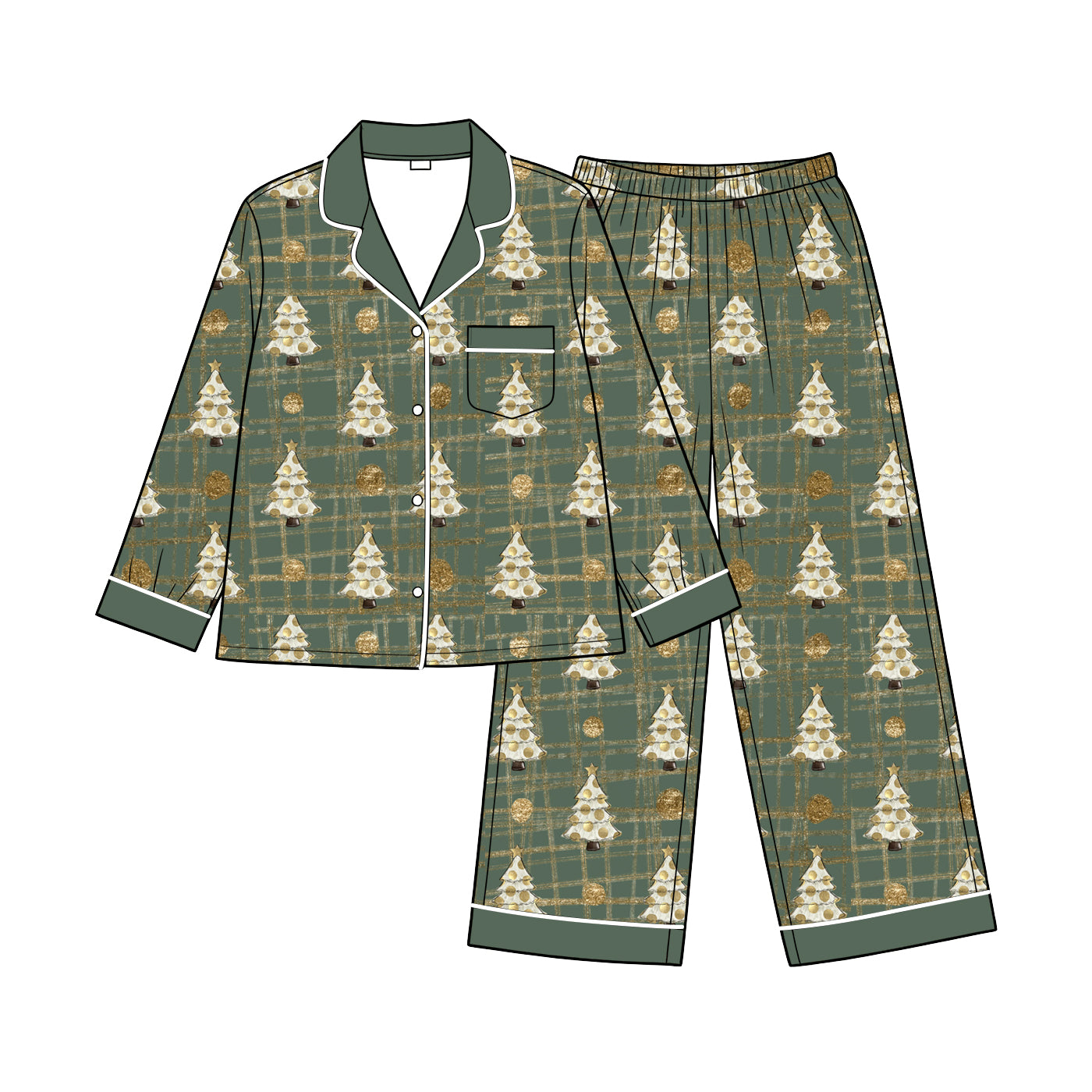 Preorder(moq 5) Women Christmas Pajama Set 2-Piece V-Neck Elastic Waist Breathable Casual  Full-Length