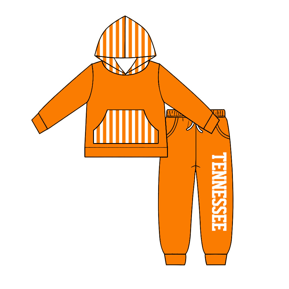 Preorder (moq5) Baby Boys Tennessee Pocket Hoodie Top Joggers Team Clothes Set