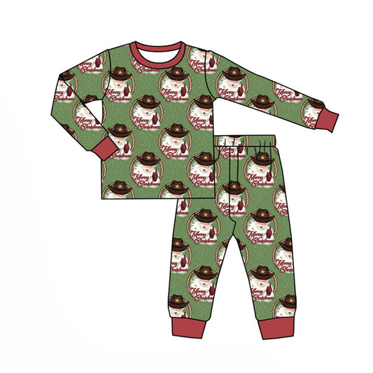 Preorder (moq 5)Baby Boys Santa Checked Top Pants Merry Christmas Pajamas Sets