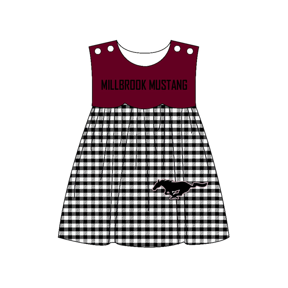 Preorder moq 5 Baby Girls Millbrook mustang Team Knee Length Dresses