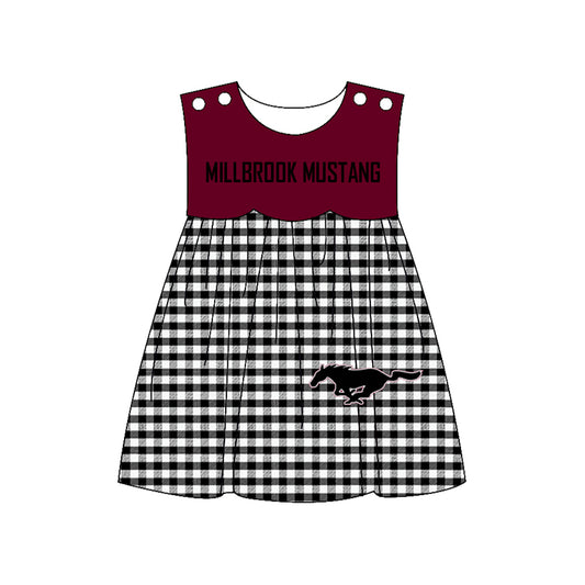 Preorder moq 5 Baby Girls Millbrook mustang Team Knee Length Dresses