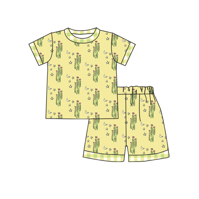 Preorder(moq 5) Baby Boys Cactus Stars Moons Top Shorts Western Pajamas Sets