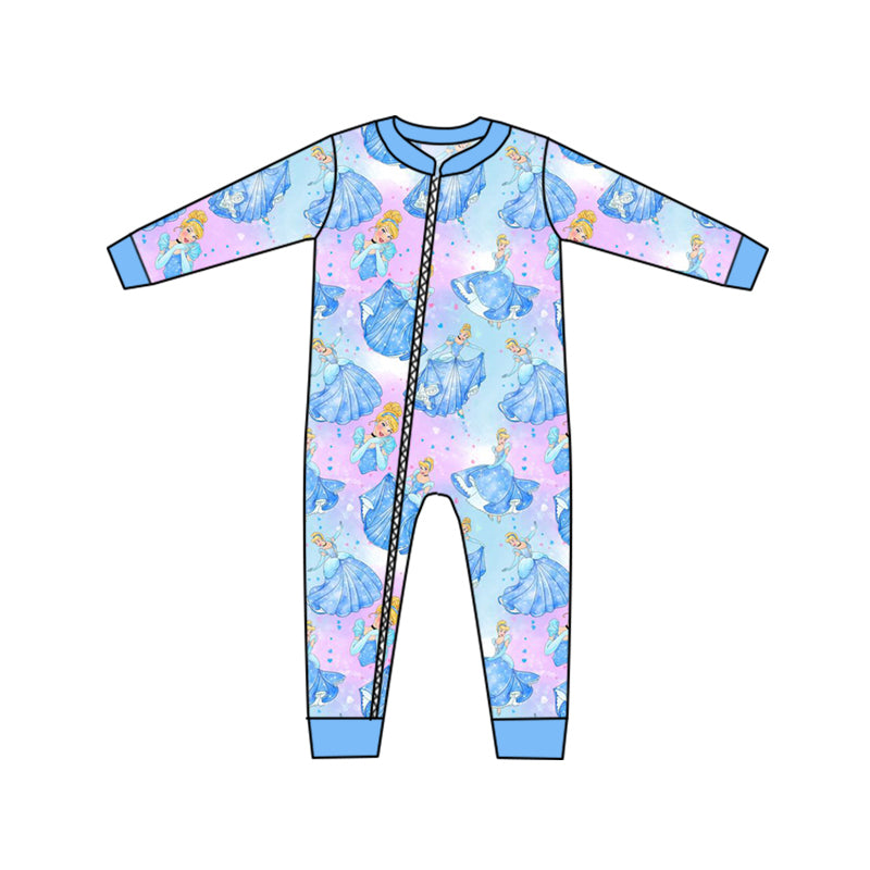 Baby Girls Long Sleeve Princess 7 Zip Rompers preorder(moq 5)