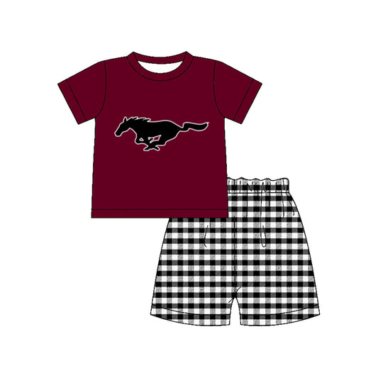 Preorder moq 5 Baby Boys Millbrook mustang Shorts Team Clothes Set