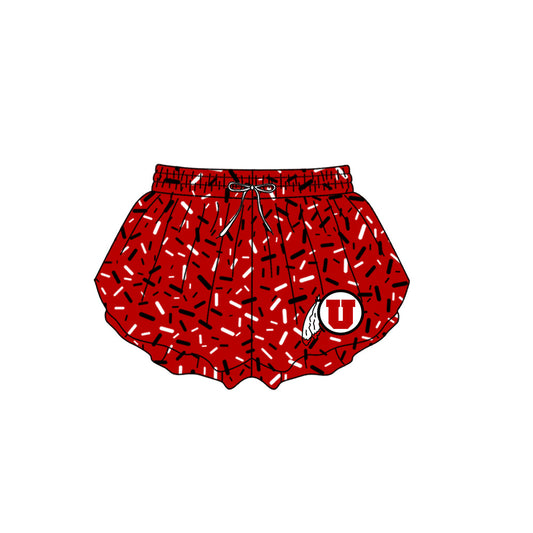 Preorder (moq 5)Baby Girls Red Sprinkles Drip Utah Utes Butterfly Shorts Bottom