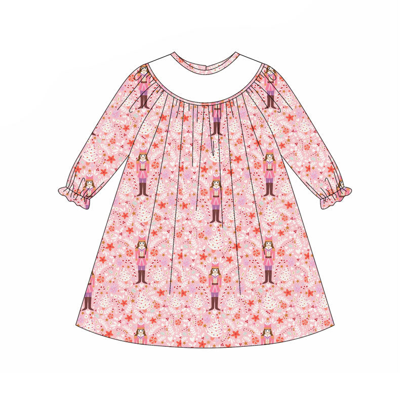 Preorder (moq 5)Baby Girls Flowers Soldiers Christmas Knee Length Dresses