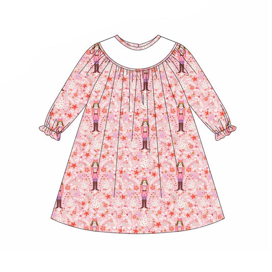 Preorder (moq 5)Baby Girls Flowers Soldiers Christmas Knee Length Dresses