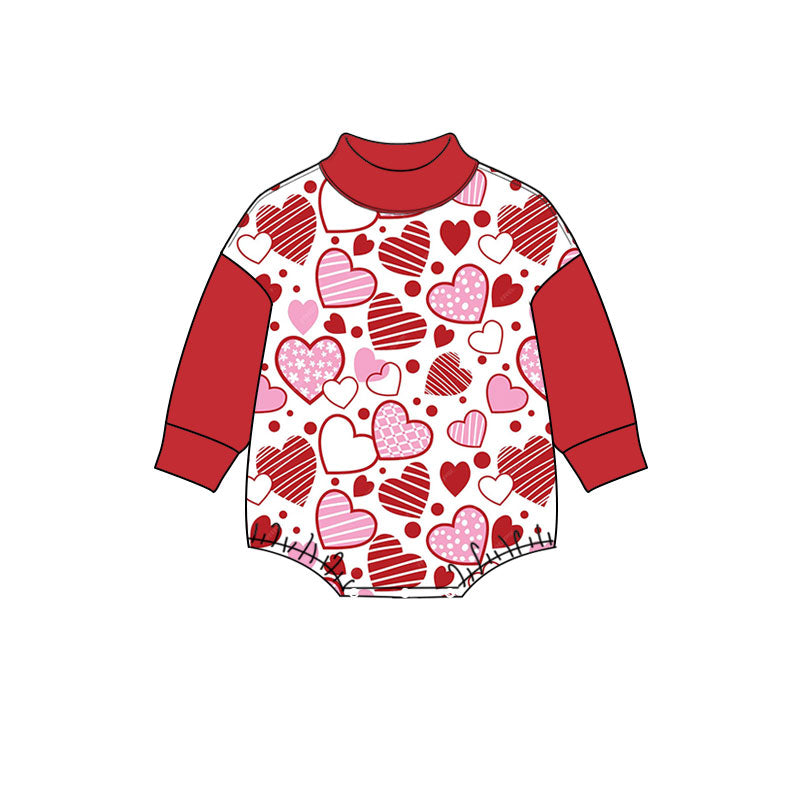 Preorder moq 5 Baby Girls’ Red Balloon & Bow Print Crew Neck Long Sleeve Romper