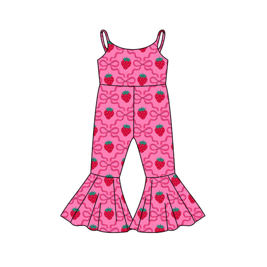 Preorder (moq 5)Baby Girls Strap Bows Rabbits Bell Bottom Jumpsuits