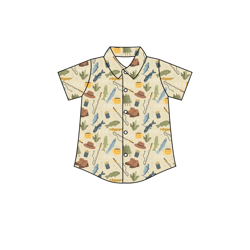 Preorder (moq 5)Baby Boys Short Sleeve Fishing Hunting Button Shirts Top