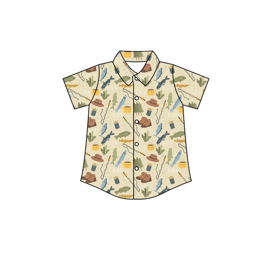 Preorder (moq 5)Baby Boys Short Sleeve Fishing Hunting Button Shirts Top
