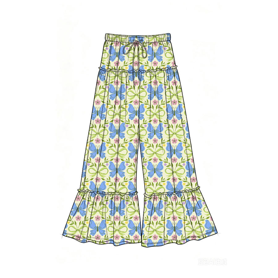 Preorder (moq 5)Baby Girls Bows Flowers Butterfly Bell Bottom Pants